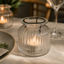Commercial Tealight Holders 6 Pack Ribbed Glass Lantern Style