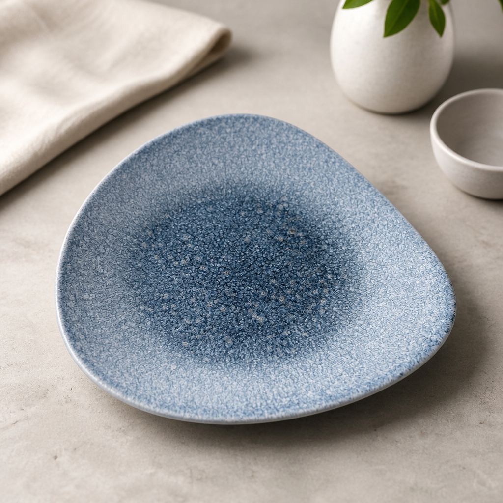 Commercial Triangular Shallow Bowls Topaz Blue 278mm 12 Pack