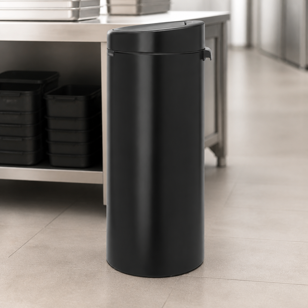 30Ltr Commercial Pedal Bin in Matt Black