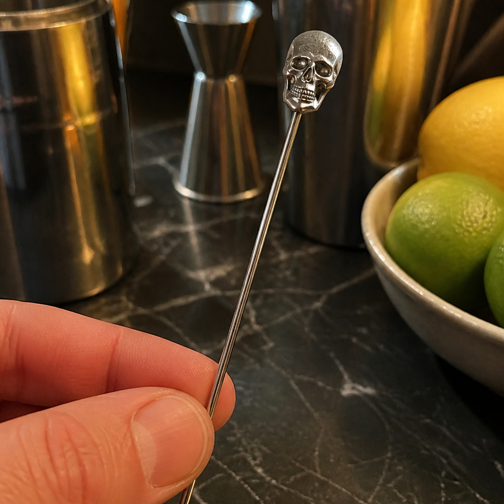 Commercial Stainless Steel Skull Garnish Picks 10 Pack