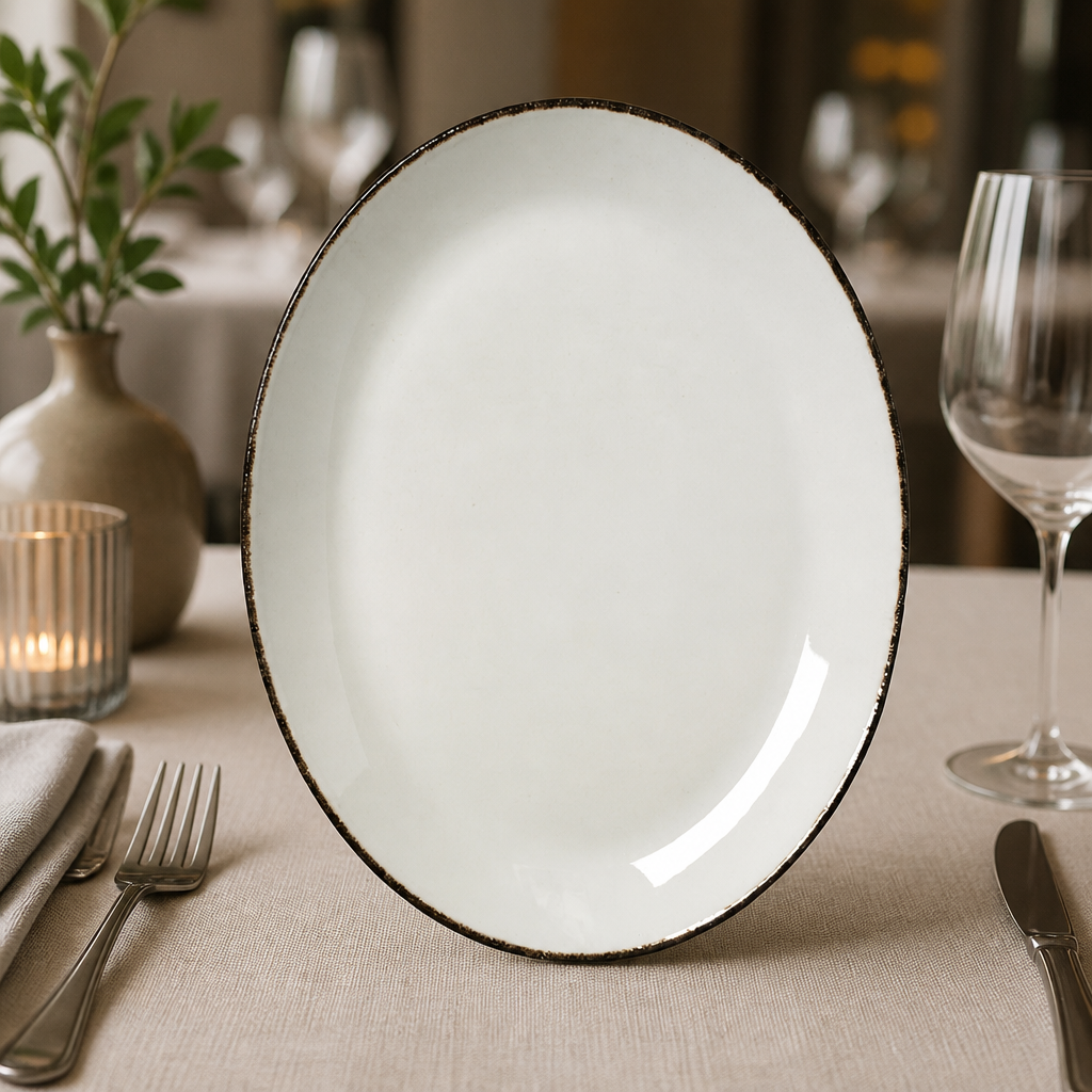 Commercial Charcoal Dapple Oval Coupe Plates 305mm 12 Pack