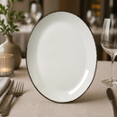 Commercial Charcoal Dapple Oval Coupe Plates 305mm 12 Pack