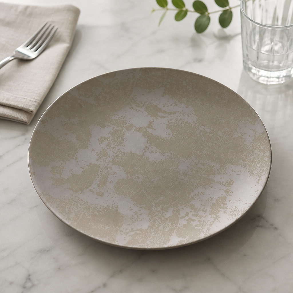 Crushed Velvet Grey Coupe Plates 255mm Set of 6 for Catering