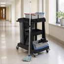 Compact Commercial Cleaning Trolley with Mop Kit Accessories