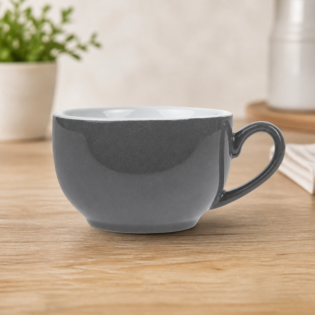 Commercial Coffee Cups 230ml Charcoal Stoneware 12 Pack