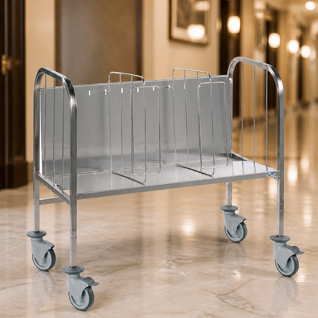 Tall Plate Trolley for transporting 200 dinner plates