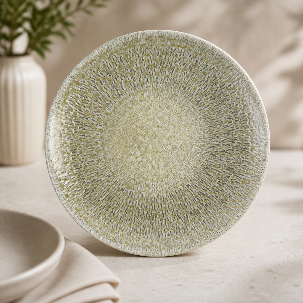 Commercial Coupe Plates 164mm Organic Grain Speckled Green 12 Pack