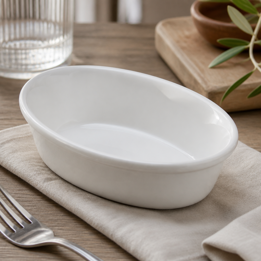 Commercial Oval Pie Bowls 161mm Porcelain 6 Pack