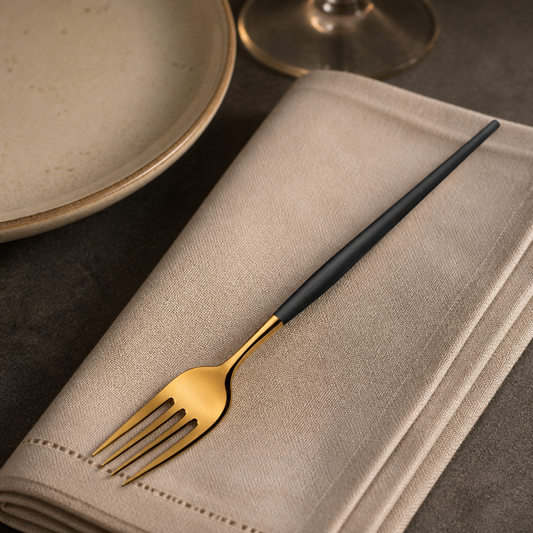 Commercial Table Forks Black & Gold 12 Pack 200mm Stainless Steel