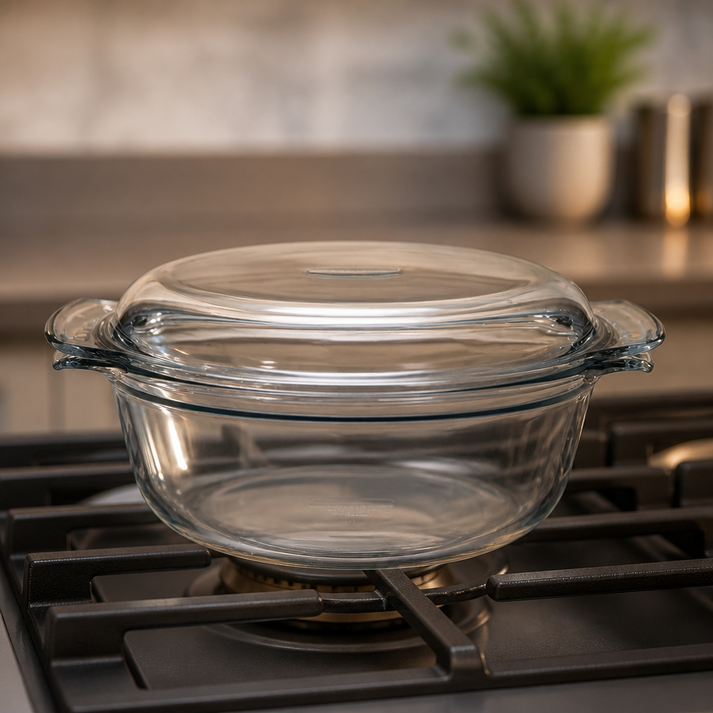 3.75L Commercial Round Glass Casserole Dish with Lid