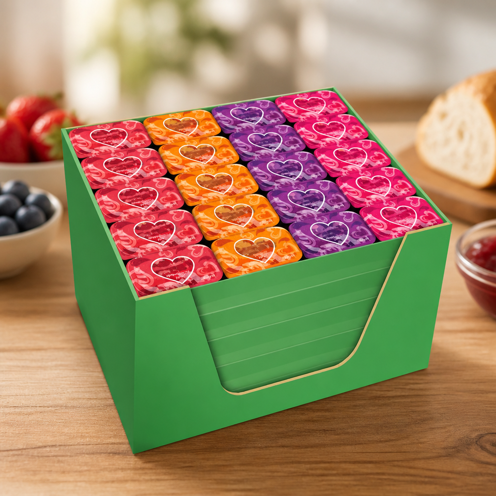 Commercial assorted fruit jams 20g pack of 100 portions