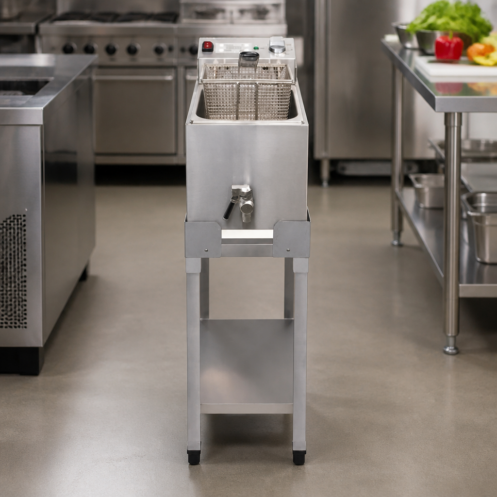 Commercial Fryer Stand for Single Fryer with Ergonomic Shelf