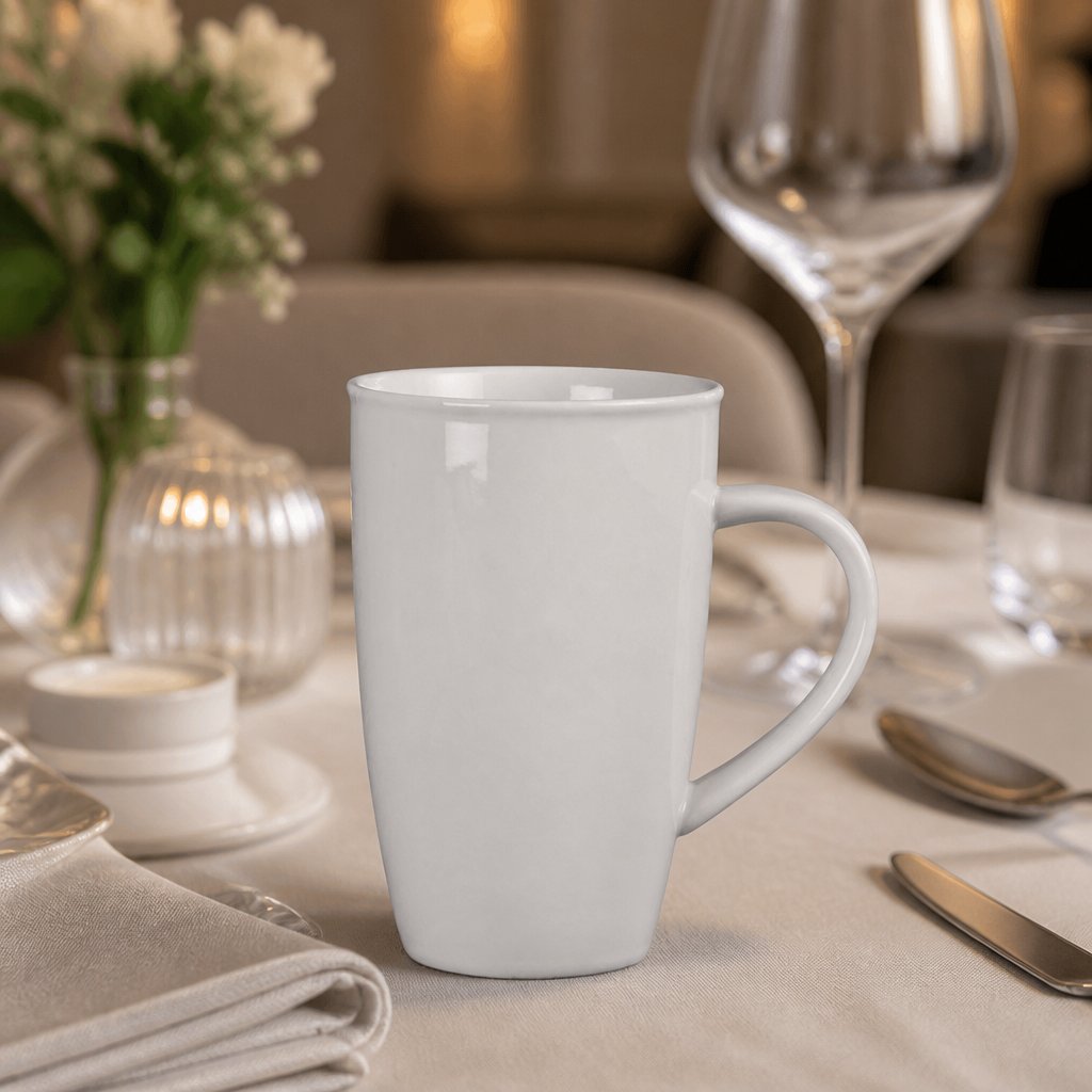Commercial whiteware latte mugs 400ml - 6 pack porcelain