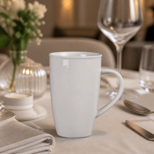 Commercial whiteware latte mugs 400ml - 6 pack porcelain