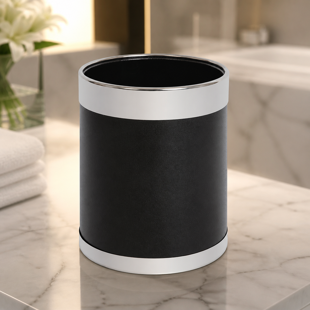 Commercial Waste Paper Bin 10.2L Black With Silver Rim