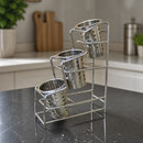 Chrome Plated Cutlery Storage Stand for Three Pots