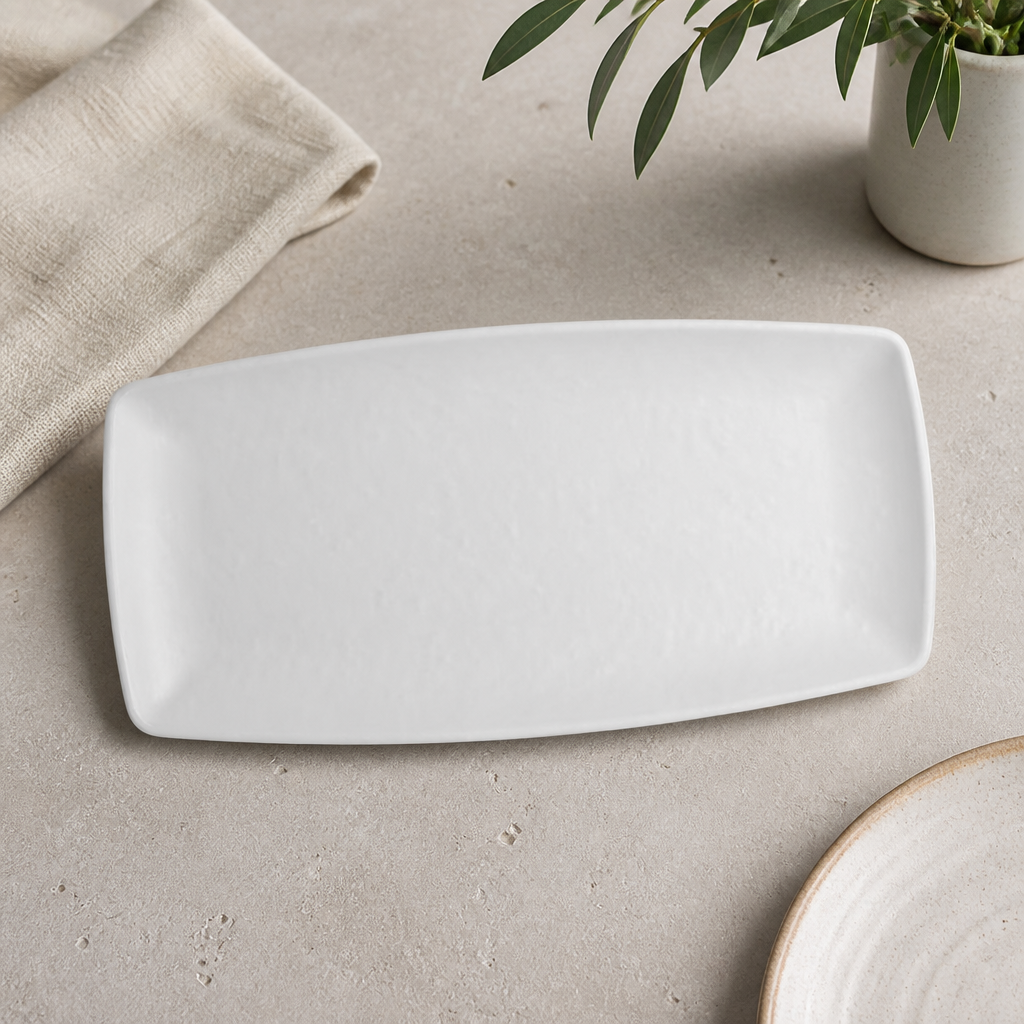 Commercial Melamine Rectangular Plates 292x140mm 12 Pack
