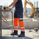 Premium Class 1 Cargo Trouser with Reflective Tape and Knee Pad Pockets - ISO 20471 Certified in Orange/Navy