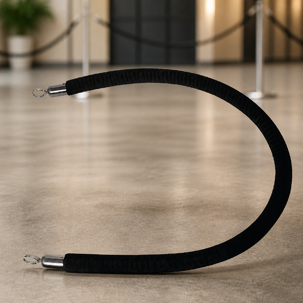 Commercial Black Rope Barrier System 2.5m for Hospitality Venues
