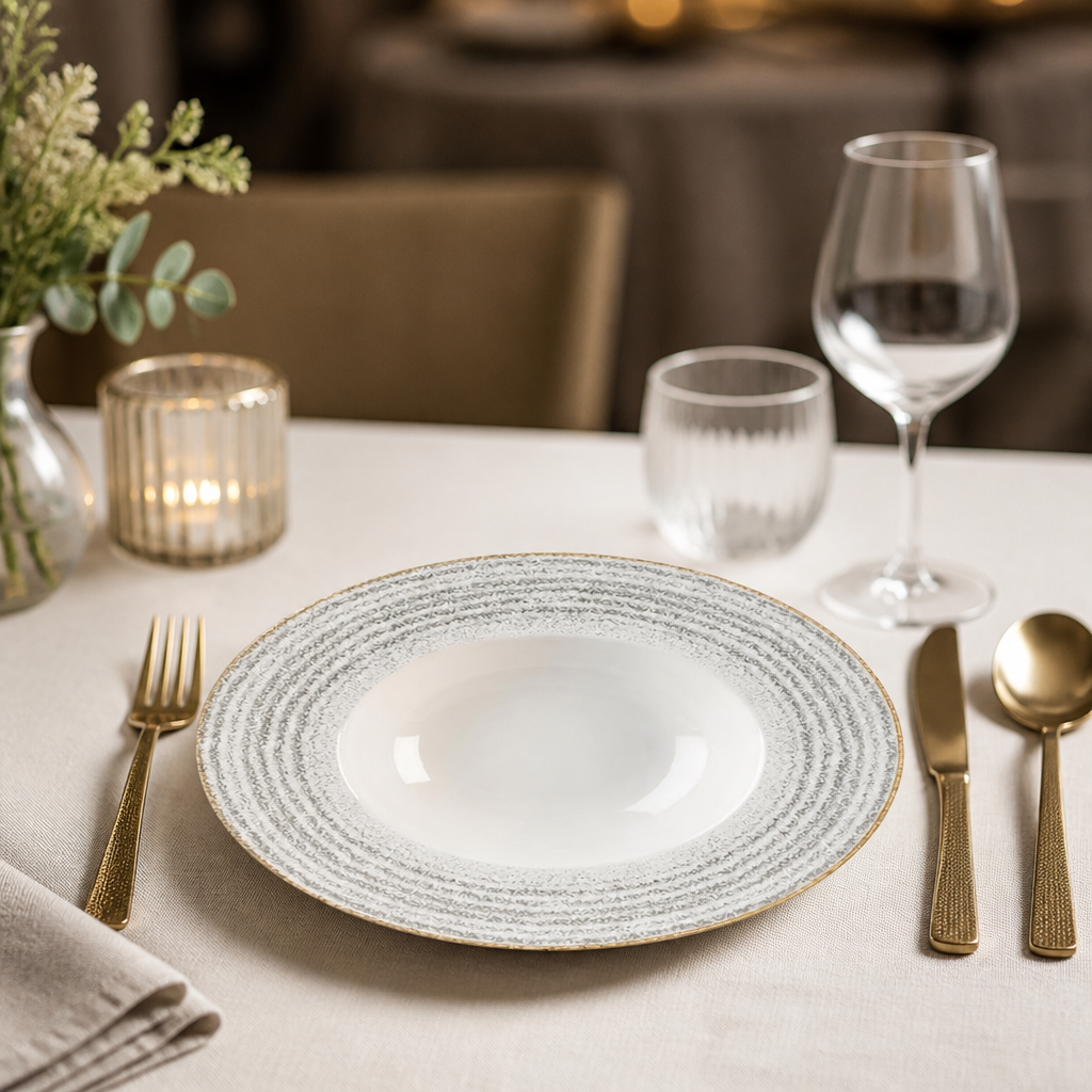 Commercial Wide Rim Bowls 240mm Stone Grey 12 Pack