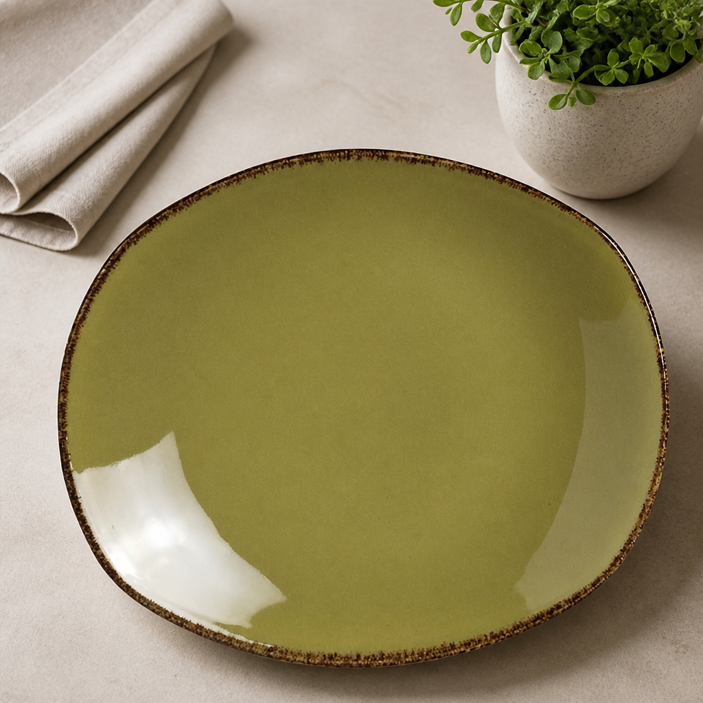 Commercial Olive Spice Plates 305mm - 12 Pack Porcelain