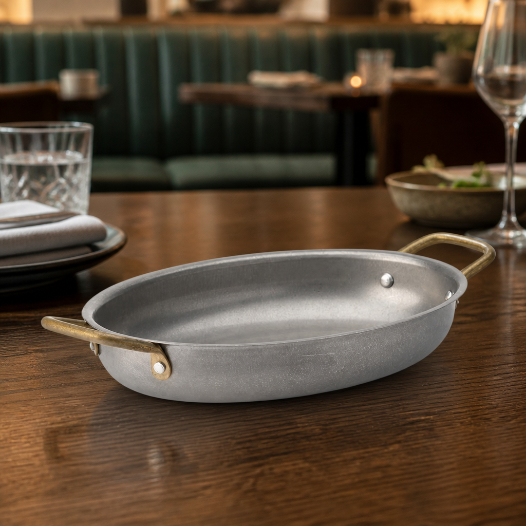 Set of 6 Commercial Stainless Steel Oval Serving Dishes 245 x 175mm