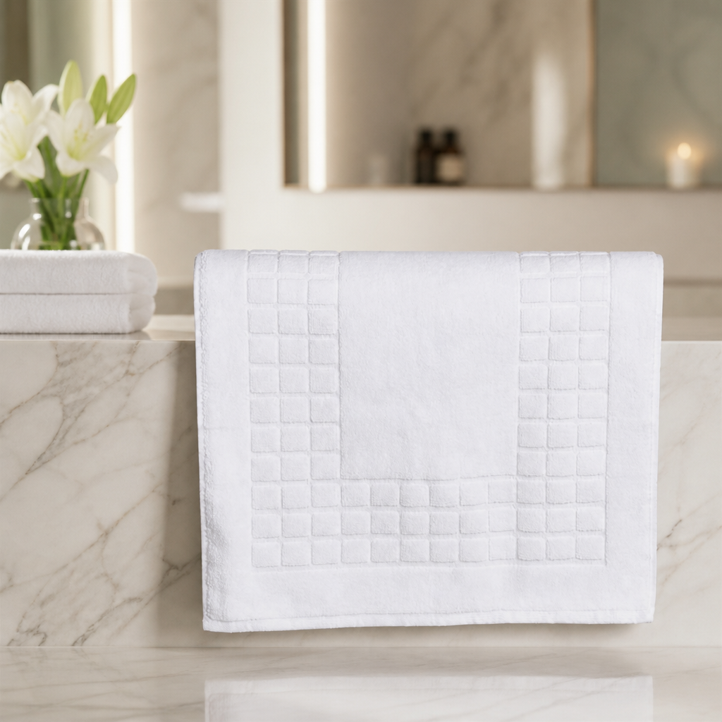 Commercial Cotton Bath Mat 500x800mm Chequerboard Design