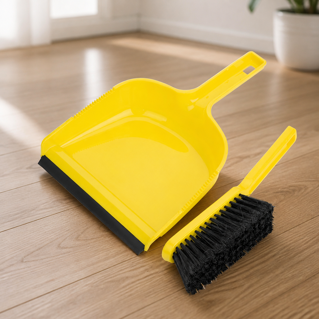 Yellow Dustpan and Brush Set for Commercial Cleaning