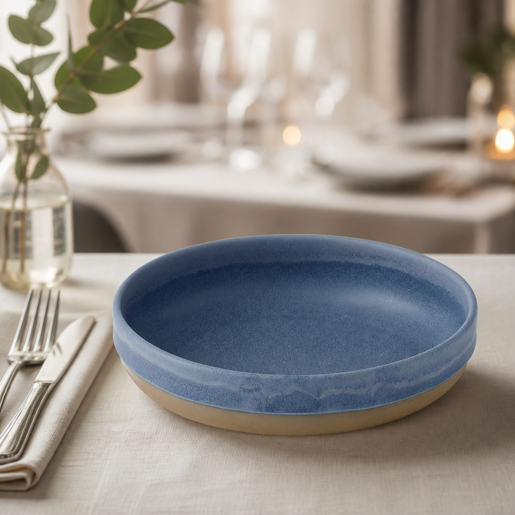 600ml Commercial Walled Bowls - 6 Pack Oslo Blue Ceramic