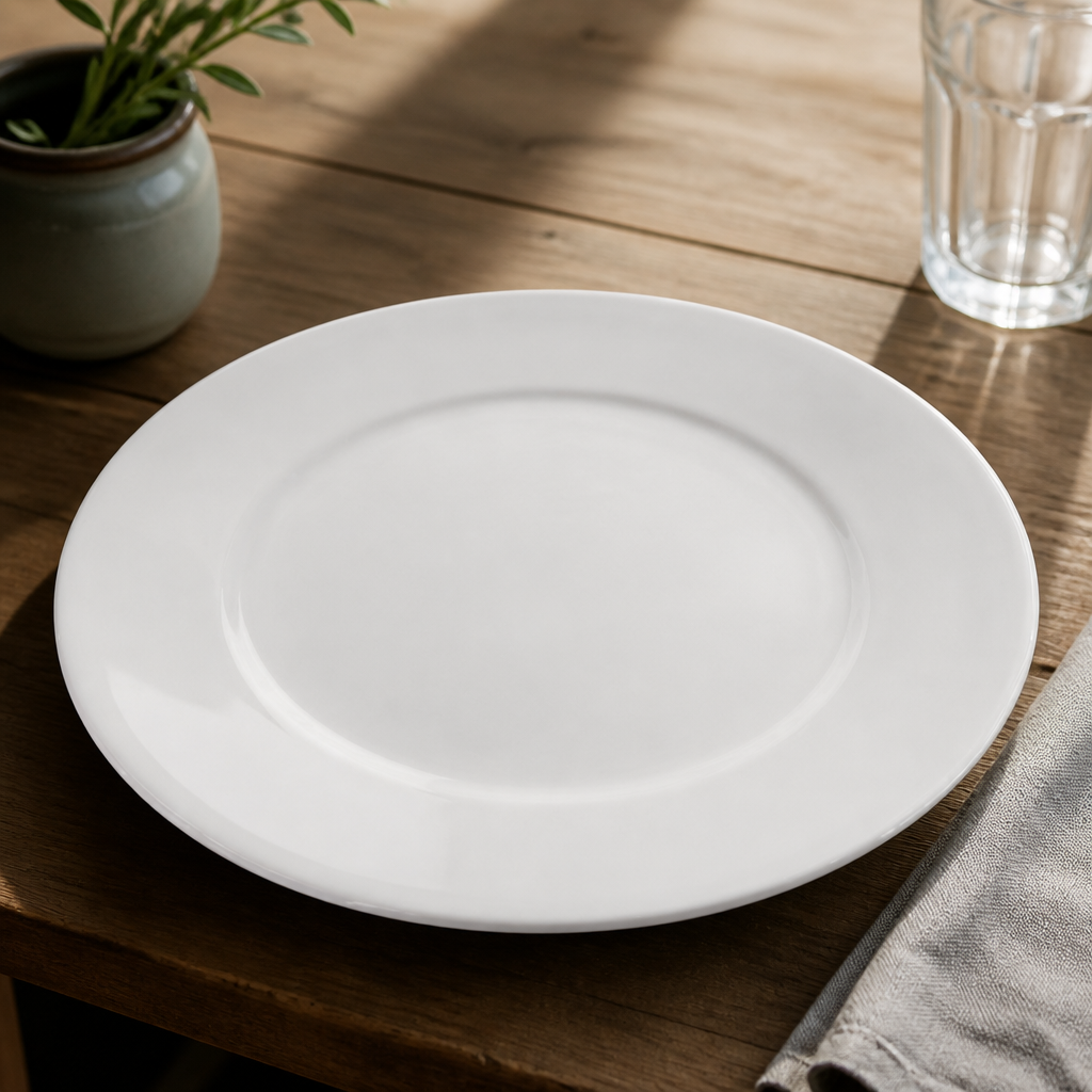 Commercial Wide Rimmed Plates 280mm Pack of 6 Porcelain