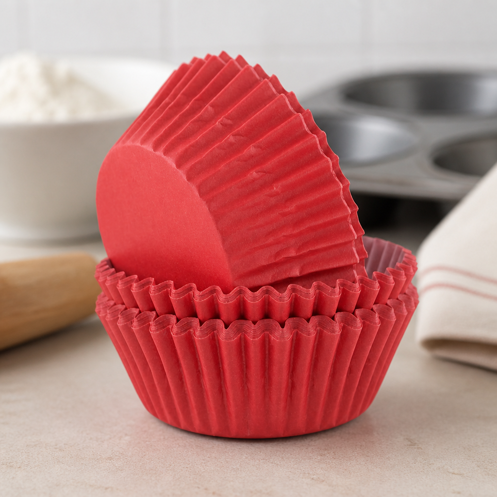 Commercial Red Cupcake Cases 75mm - 60 Pack Bakery Consumables