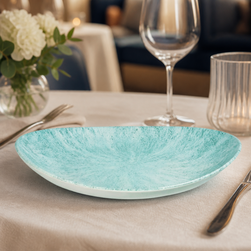 Commercial Oval Coupe Plates Aquamarine 270 x 229mm 12 Pack