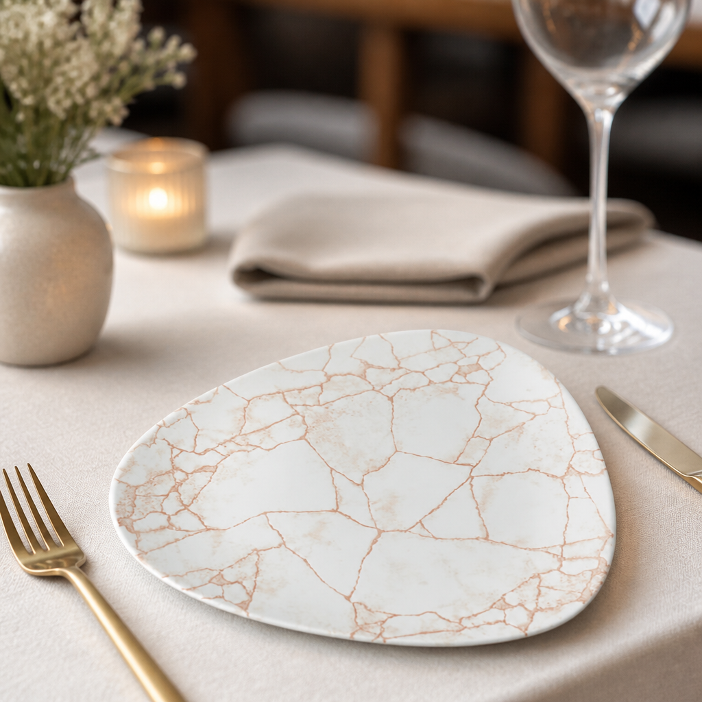 Commercial Kintsugi Plates Coral 254mm - 12 Pack
