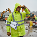 Premium High-Visibility Waterproof Jacket with Breathable Fabric, Fixed Hood, and Underarm Ventilation for Enhanced Comfort and Safety