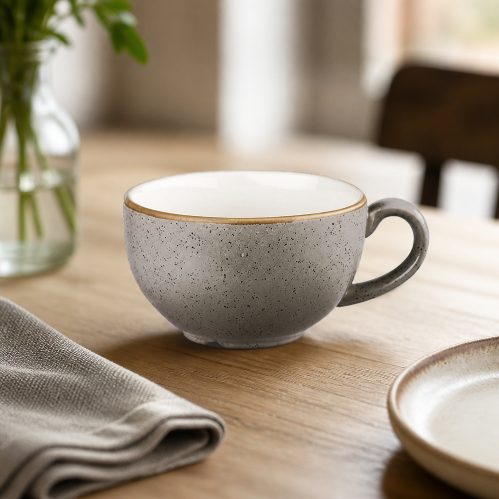 Commercial Cappuccino Cups 12oz Peppercorn Grey 12 Pack