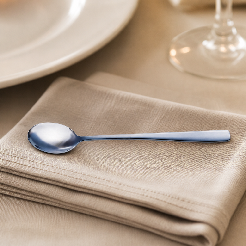 Set of 12 stainless steel iced teaspoons for dining
