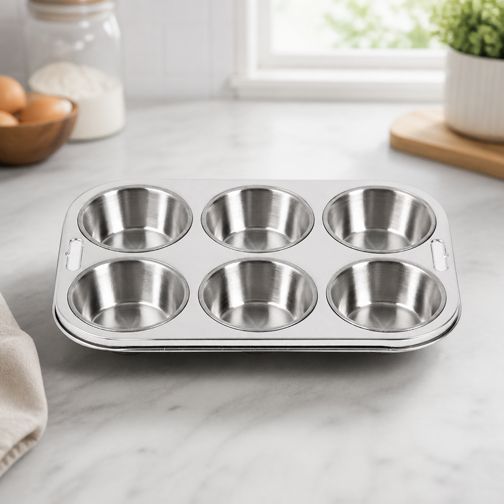 Commercial Stainless Steel 6 Cup Muffin Tray Baking Pan