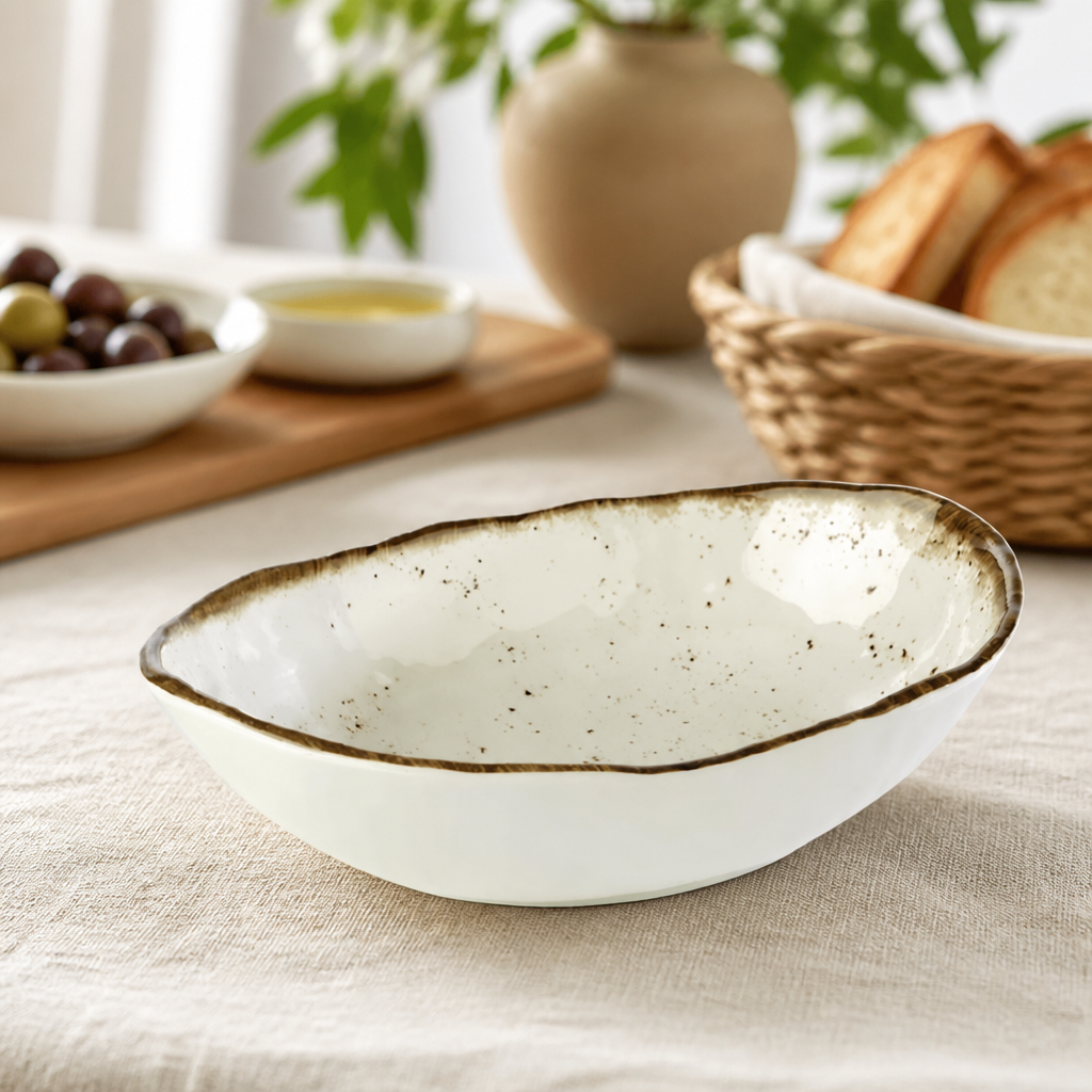 Commercial Melamine Oval Bowl 285mm Rustic Design Dishwasher Safe