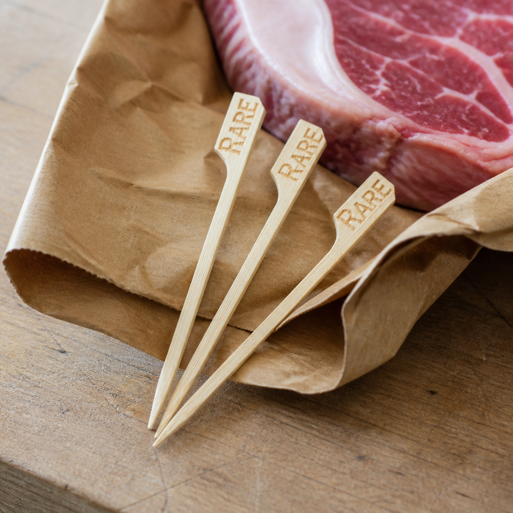 Biodegradable Bamboo Steak Markers - 100 Pack