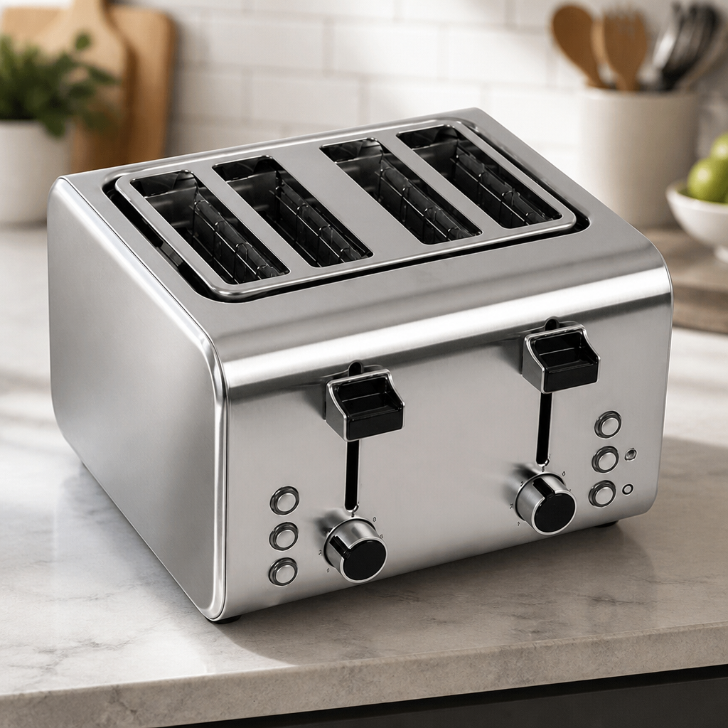 Commercial 4 Slot Stainless Steel Toaster with Defrost Function