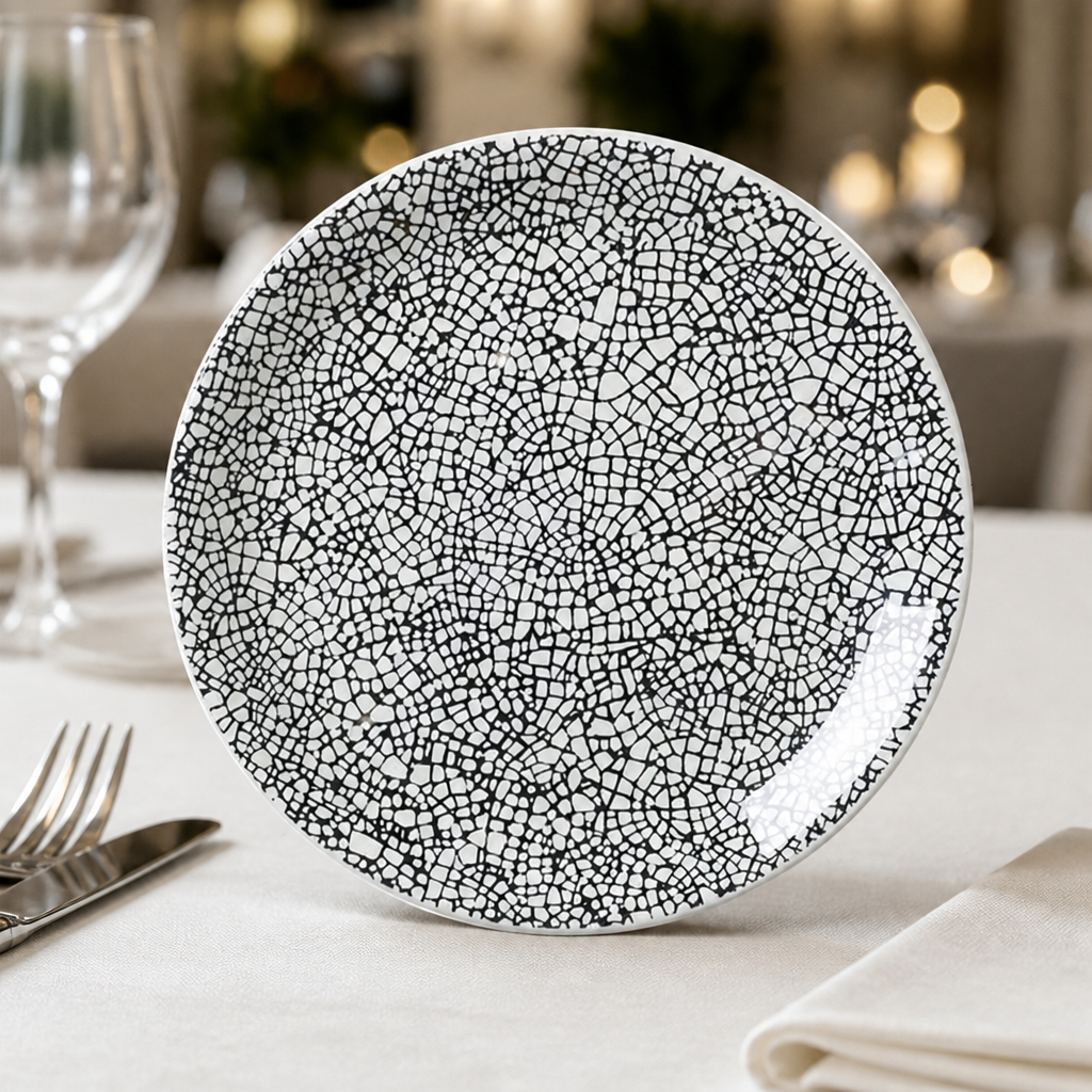 Commercial Coupe Plates 153mm Black Crackle Finish 12 Pack
