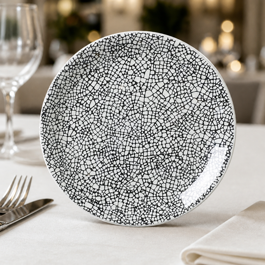 Commercial Coupe Plates 153mm Black Crackle Finish 12 Pack