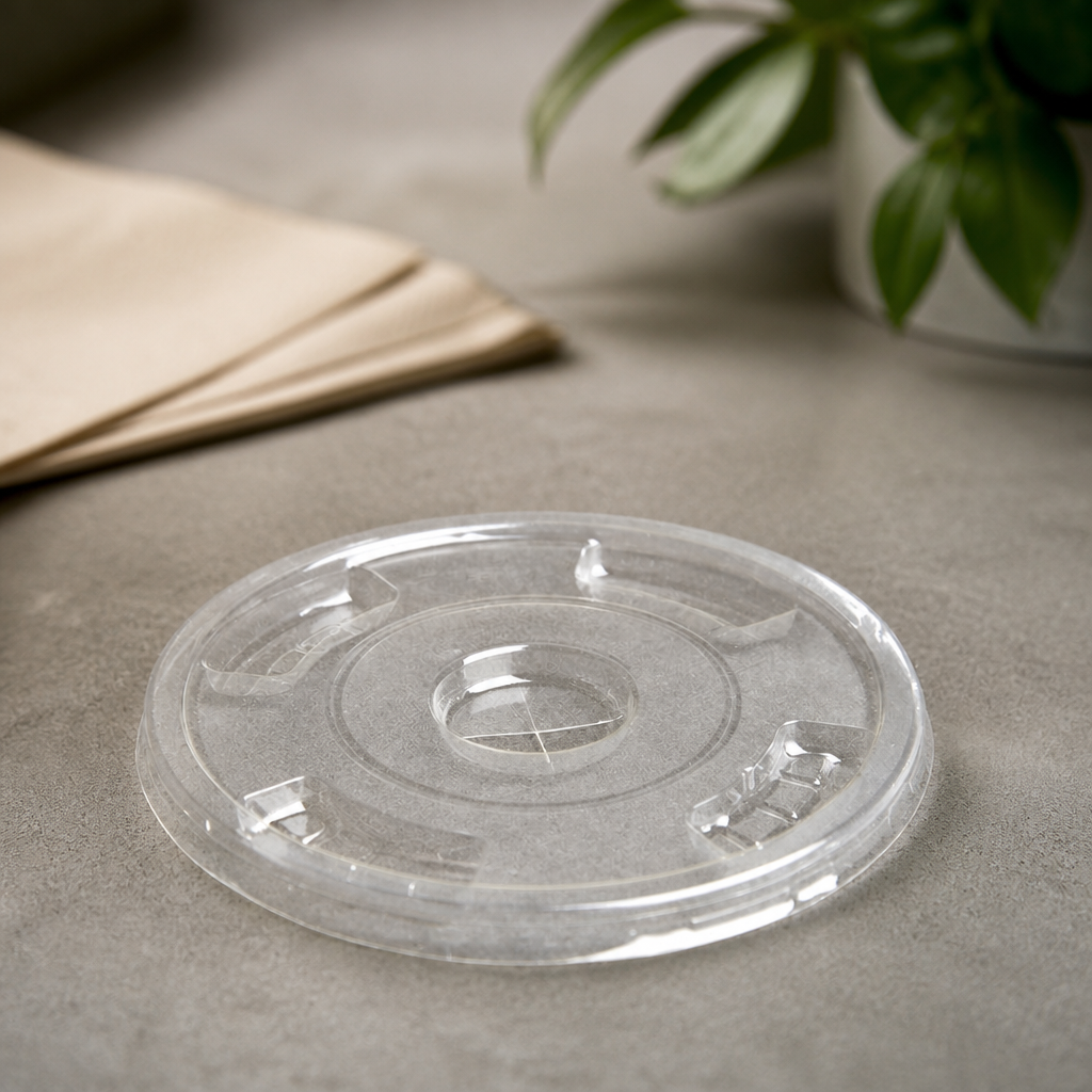 Compostable PLA Cold Cup Flat Lids 12oz 16oz 20oz Pack of 1000