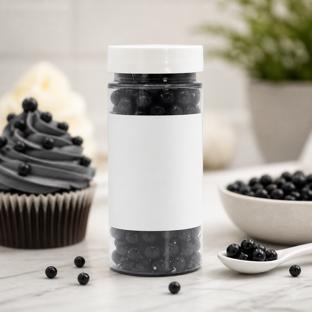 Large Black Sugar Pearls 90g for cake decorations