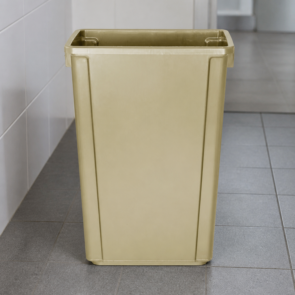 60Ltr Commercial Slim Waste Bin in Beige for Recycling