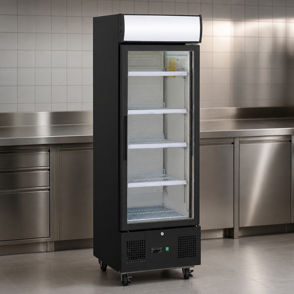 Commercial Upright Display Fridge 218L Capacity Black Finish