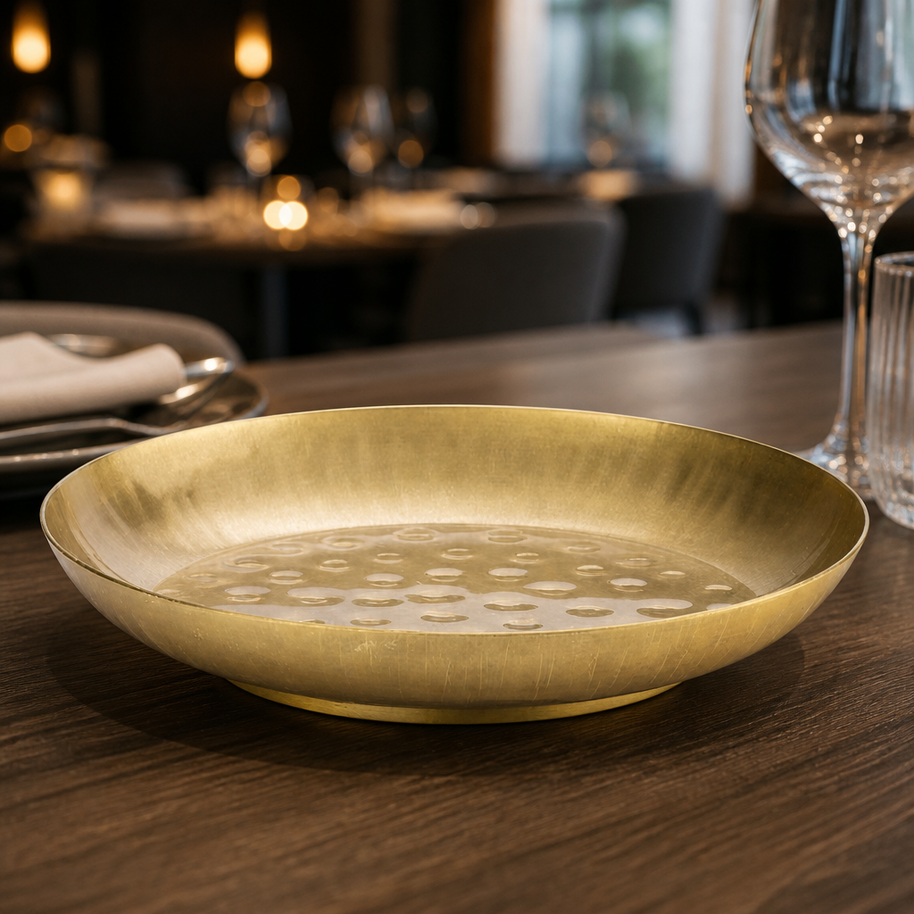 Commercial Seafood Serving Bowl 245mm Vintage Gold Finish