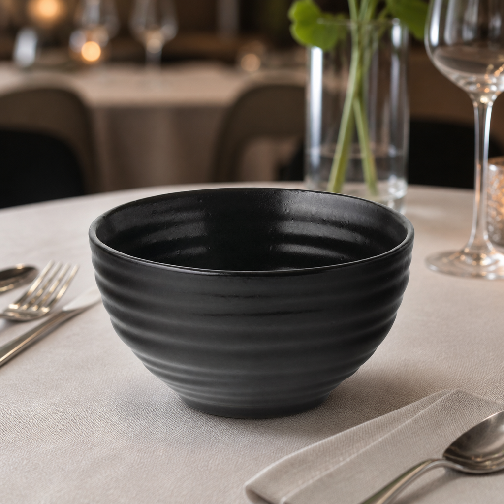 Set of 6 Commercial Stoneware Rice Bowls 240ml Rustic