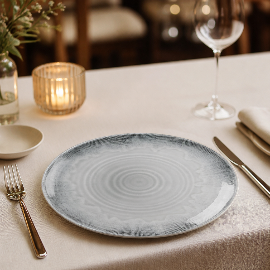 Commercial Organic Coupe Plates 230mm Grey - 12 Pack