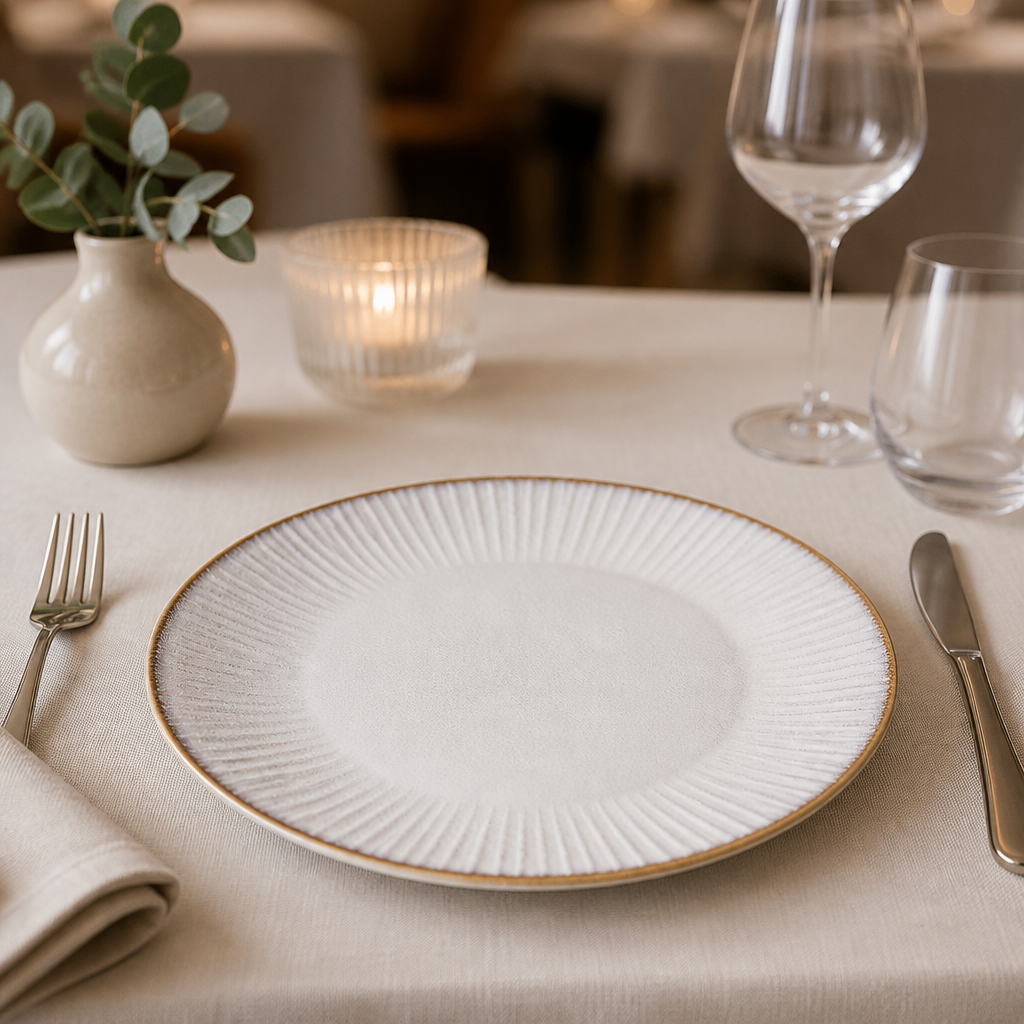 Commercial Coupe Plates 280mm Embossed Grey Porcelain 4 Pack
